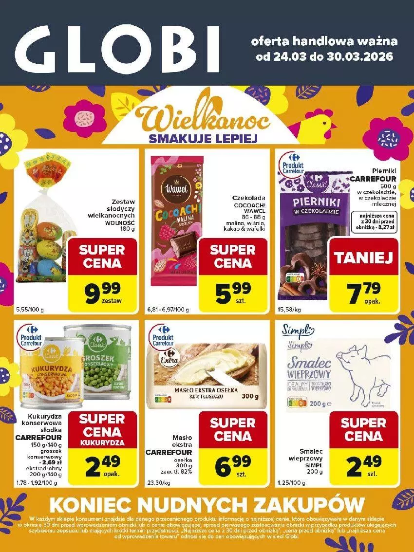 Gazetka promocyjna Carrefour - Gazetka Globi - ważna 24.03 do 30.03.2026 - strona 2 - produkty: Czekolada, Fa, GRID, Kakao, Kukurydza, Masło, Ser, Smalec, Wawel
