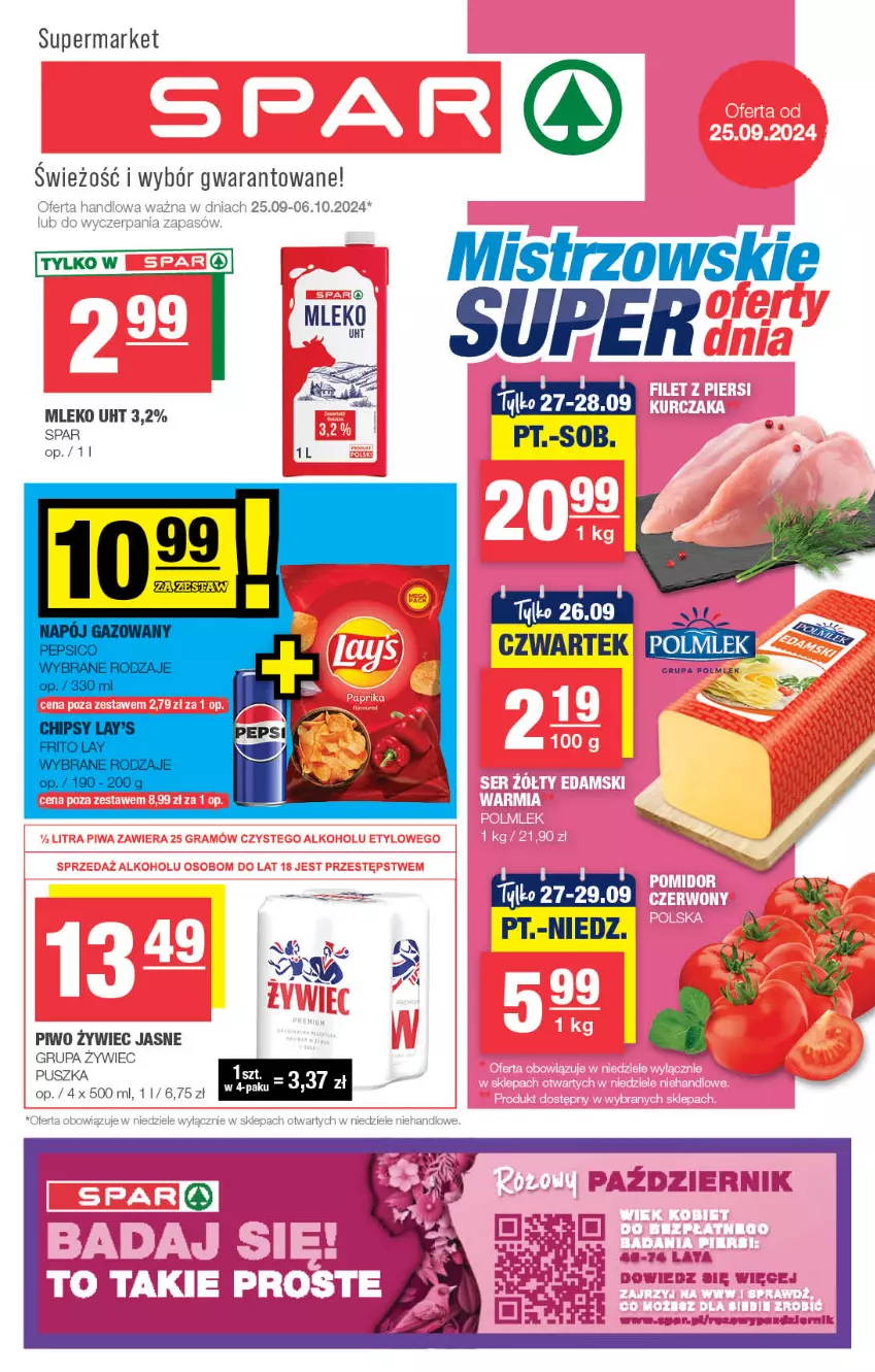 Gazetka promocyjna Spar - Spar - ważna 23.09 do 03.10.2024 - strona 1 - produkty: Mleko, Piwo