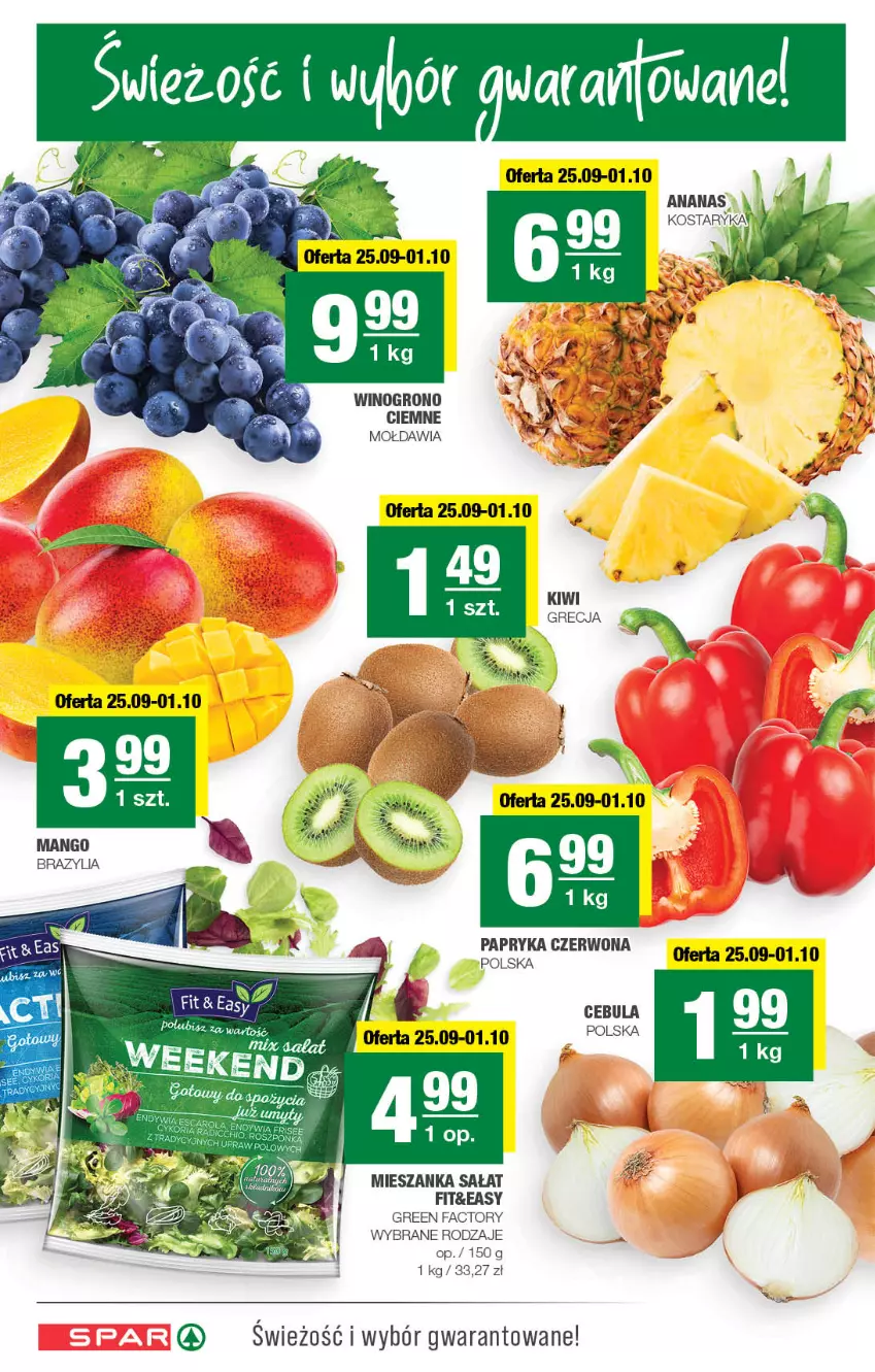 Gazetka promocyjna Spar - Spar - ważna 23.09 do 03.10.2024 - strona 2 - produkty: Ananas, Cebula, Fa, LG, Mango, Mieszanka sałat, Papryka, Papryka czerwona, Por, Sałat, Wino