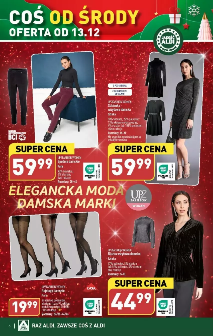 Gazetka promocyjna Aldi - ważna 13.12 do 16.12.2023 - strona 12 - produkty: Fa, Rajstopy, Spodnie, Sukienka, Top