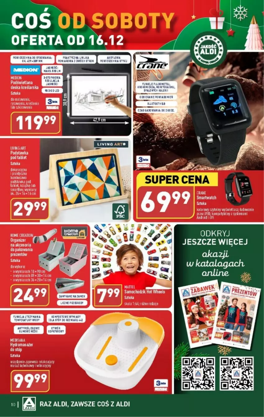 Gazetka promocyjna Aldi - ważna 13.12 do 16.12.2023 - strona 2 - produkty: Chodzik, Hot Wheels, LANA, Masażer, Smartfon, Smartwatch