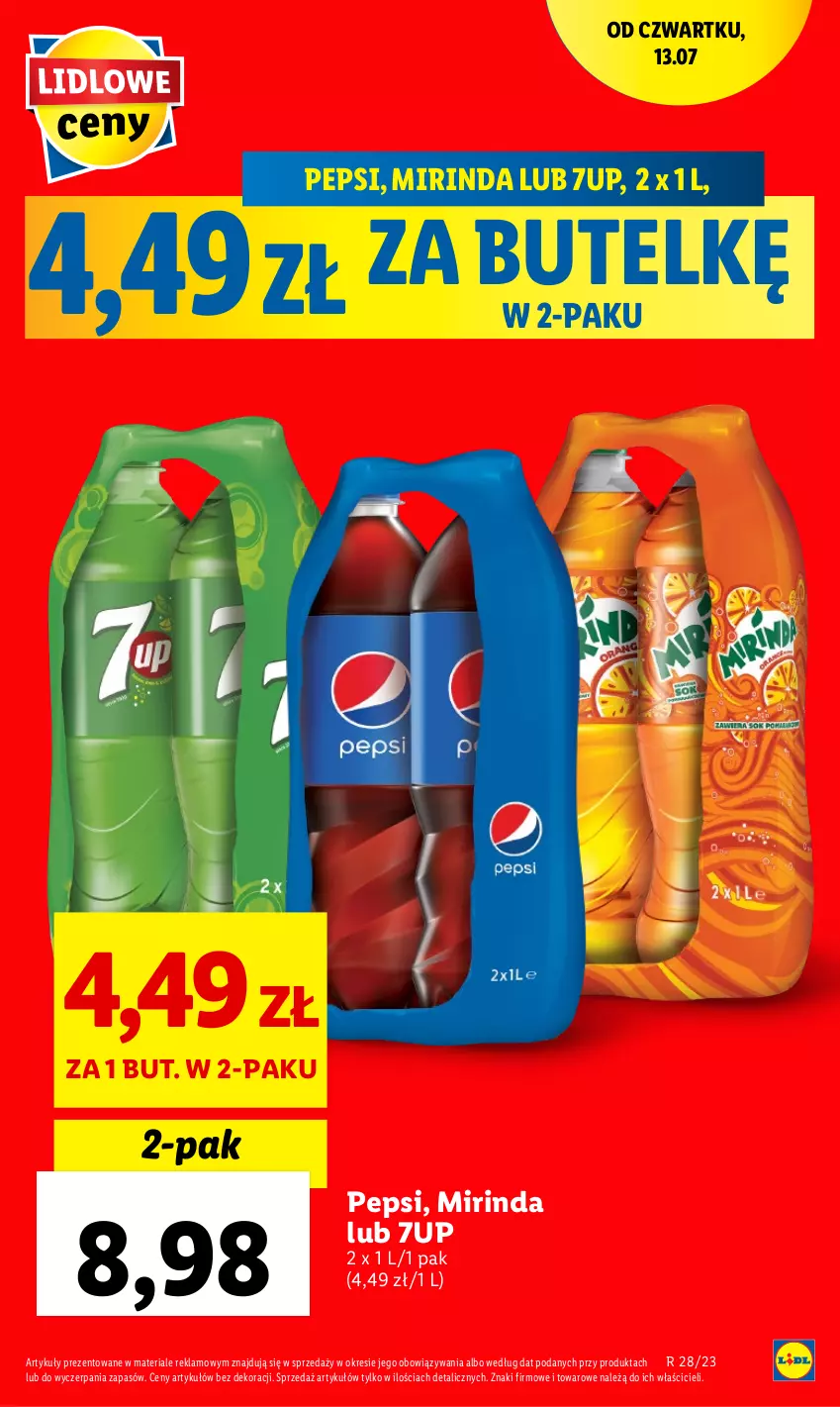Gazetka promocyjna Lidl - GAZETKA - ważna 13.07 do 15.07.2023 - strona 13 - produkty: 7up, Mirinda, Pepsi