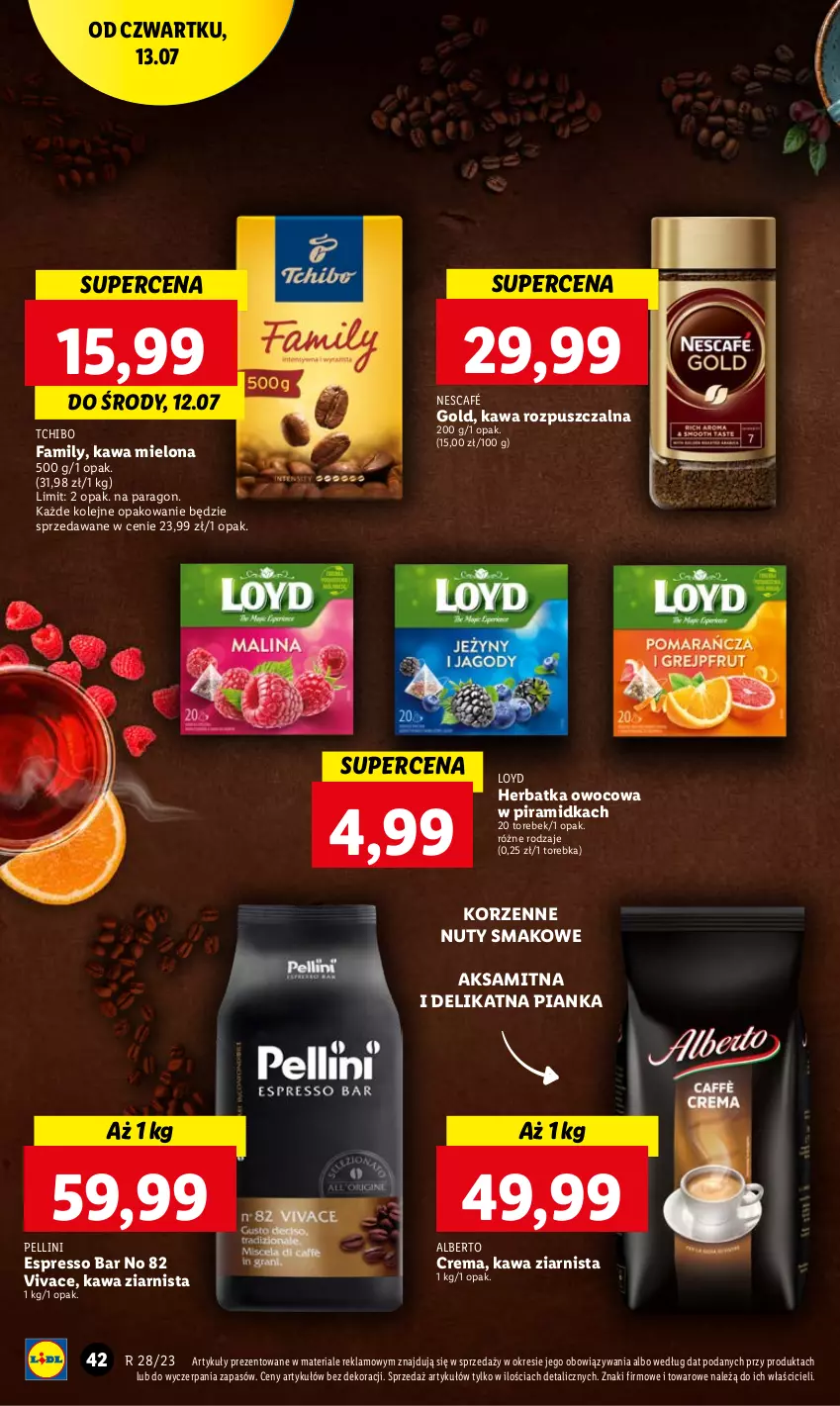 Gazetka promocyjna Lidl - GAZETKA - ważna 13.07 do 15.07.2023 - strona 56 - produkty: Aksam, Fa, Kawa, Kawa mielona, Kawa rozpuszczalna, Kawa ziarnista, Loyd, Nescafé, Nuty, Olej, Tchibo, Tchibo Family, Torebka