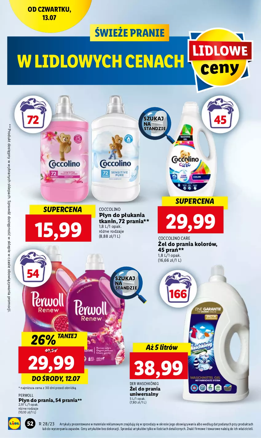 Gazetka promocyjna Lidl - GAZETKA - ważna 13.07 do 15.07.2023 - strona 66 - produkty: Coccolino, König, Perwoll, Płyn do płukania, Płyn do prania