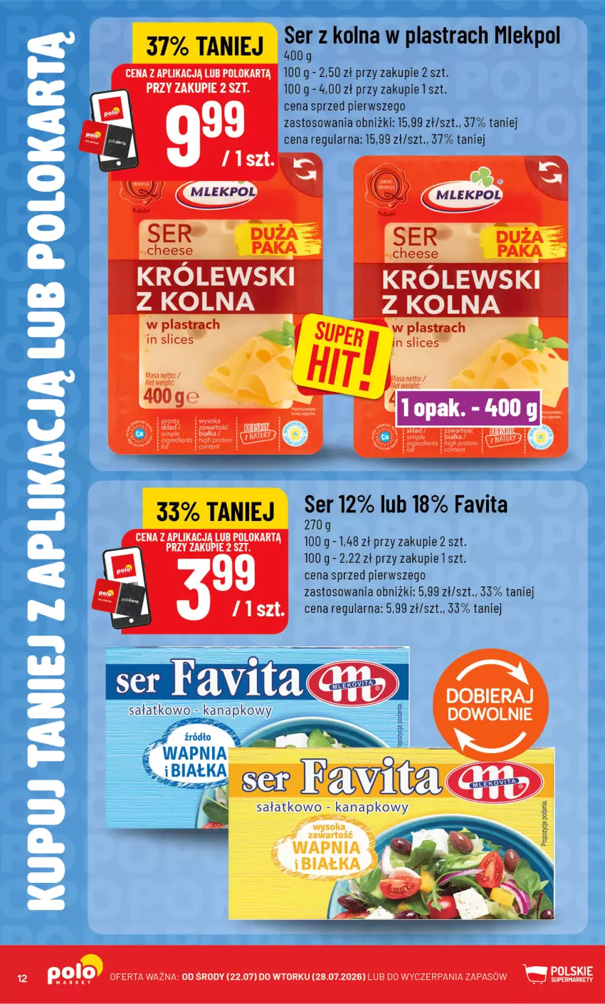 Gazetka promocyjna PoloMarket - Kupuj taniej z aplikacją - ważna 22.07 do 28.07.2026 - strona 12 - produkty: Fa, Favita, Królewski, LG, Sałat, Ser