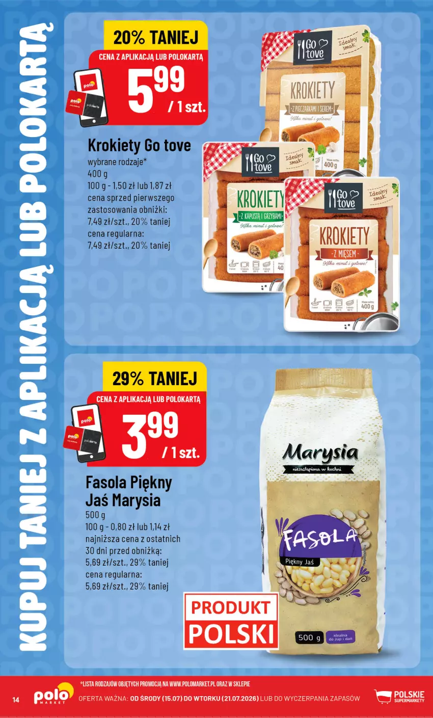 Gazetka promocyjna PoloMarket - Kupuj taniej z aplikacją - ważna 22.07 do 28.07.2026 - strona 14 - produkty: Fa, Fasola, Krokiety