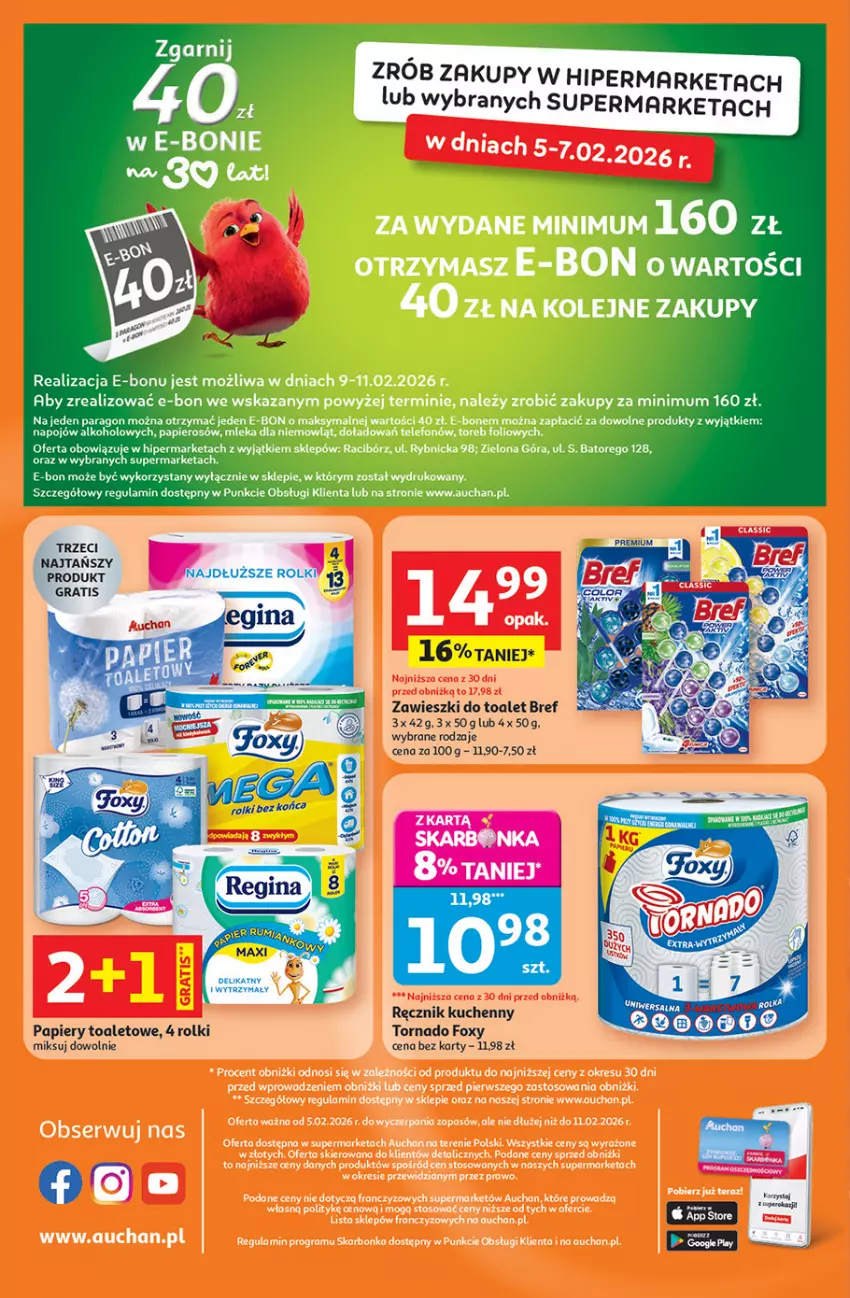 Gazetka promocyjna Auchan - 30 Lat Supermarket - ważna 05.02 do 11.02.2026 - strona 8 - produkty: Bref, Foxy, Gra, Papier, Ręcznik, Ręcznik kuchenny, Rolki, Zawieszki