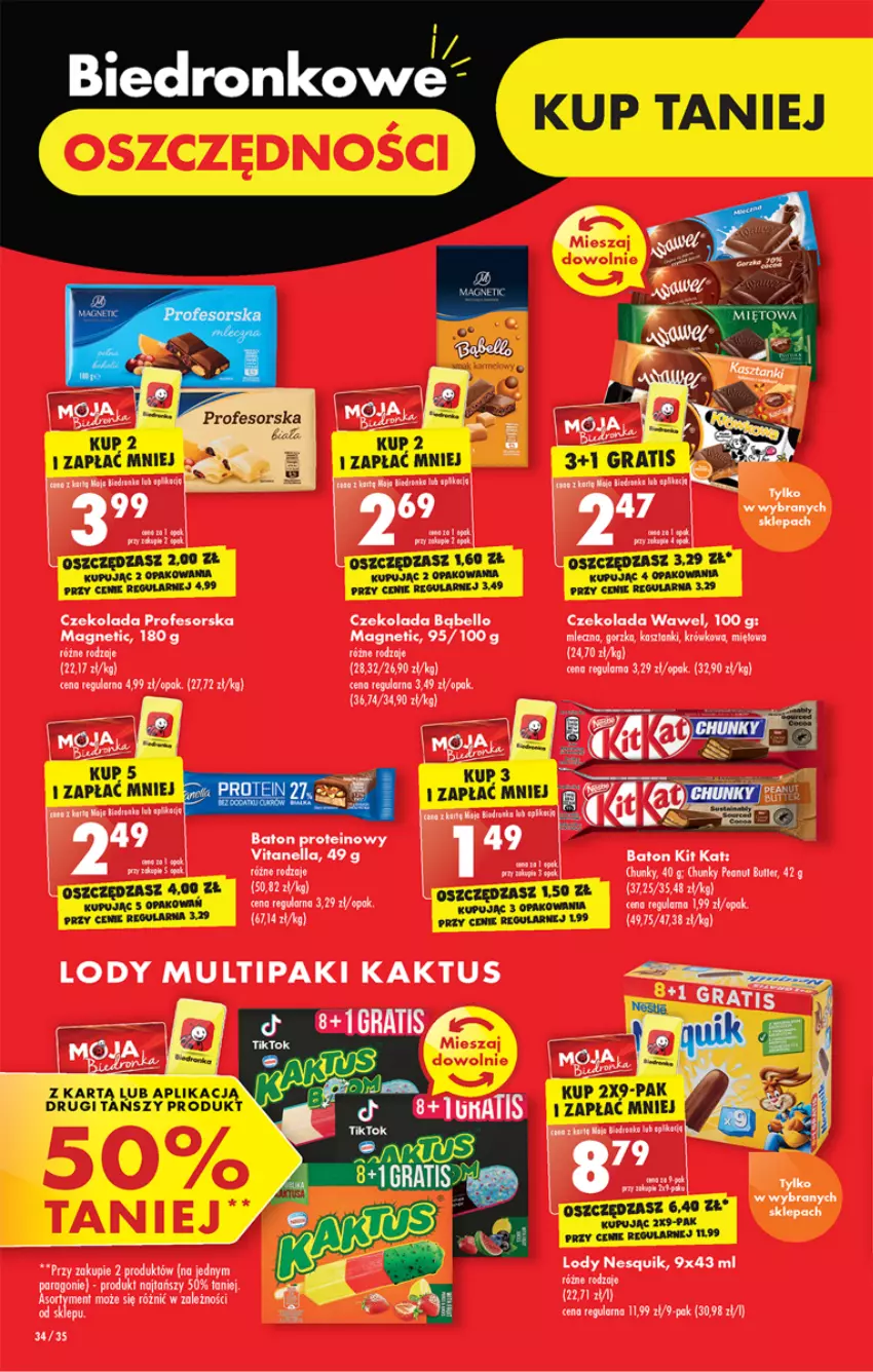 Gazetka promocyjna Biedronka - W tym tygodniu P - ważna 24.10 do 29.10.2022 - strona 34 - produkty: Baton, Bell, Czekolada, Gra, Kaktus, Kit Kat, Lody, Nesquik, Wawel