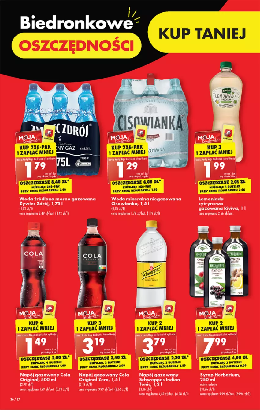 Gazetka promocyjna Biedronka - W tym tygodniu P - ważna 24.10 do 29.10.2022 - strona 36 - produkty: Cisowianka, Fa, Gin, LANA, Lemoniada, Napój, Napój gazowany, Schweppes, Syrop, Woda, Woda mineralna