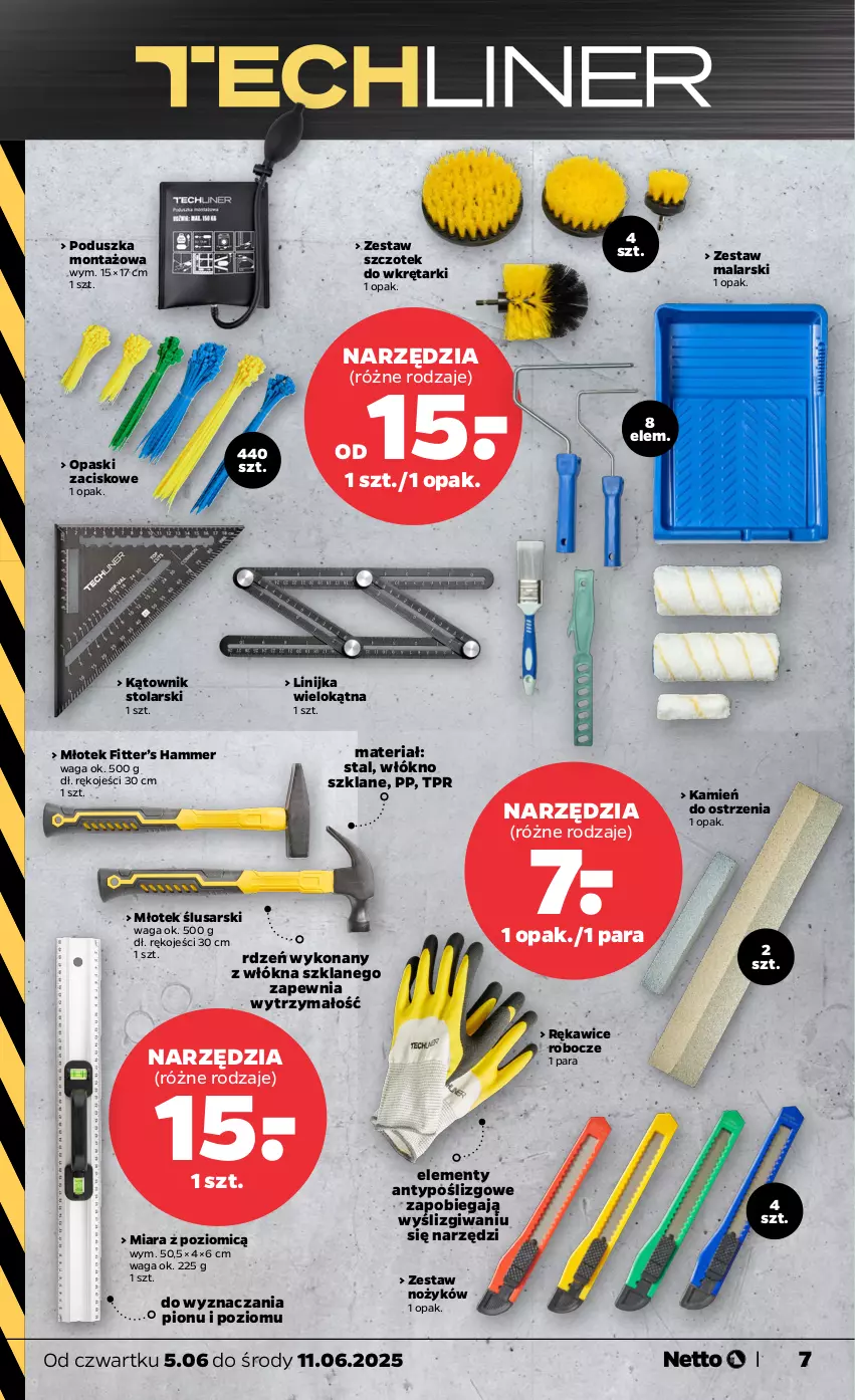 Gazetka promocyjna Netto - Od Czwartku Przemysłowa - ważna 05.06 do 11.06.2025 - strona 7 - produkty: Młot, Młotek, Noż, Poduszka, Rękawice, Rękawice robocze, Waga, Wkręt