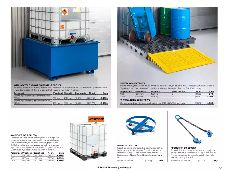 Gazetka promocyjna AJ Produkty - Magazyn - ważna 01.01 do 31.03.2021 - strona 43 - produkty: Bieżnik, Paleta, Piec, Pojemnik, Por, Sok, Sport, Tran, Wanna, Wózek