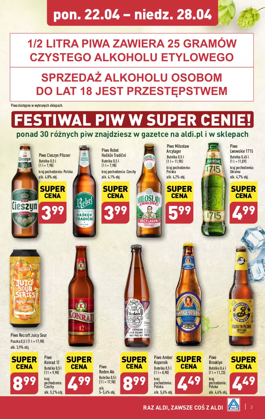 Gazetka promocyjna Aldi - Festiwal piwa w super cenach 🍻 - ważna 22.04 do 28.04.2024 - strona 3 - produkty: Gra, Piwa, Piwo