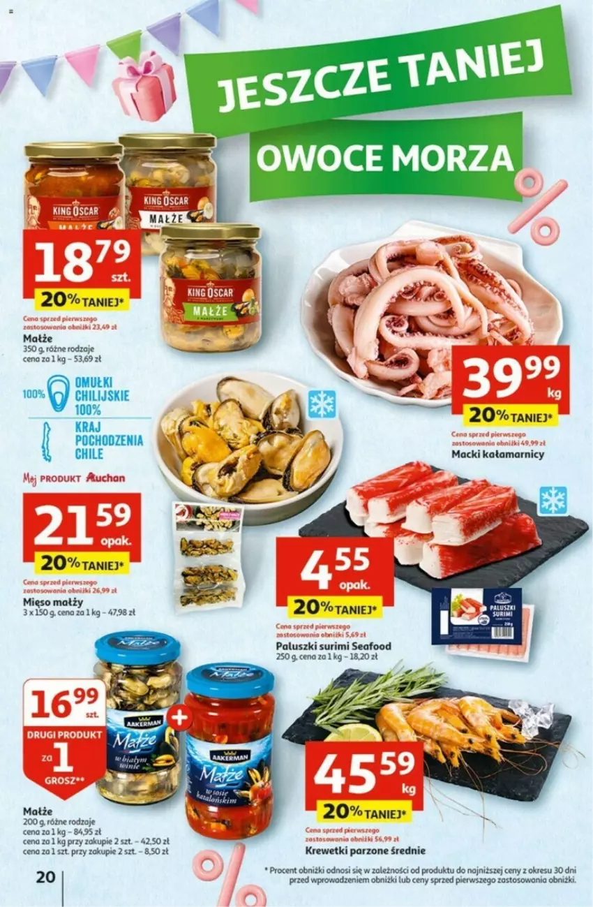 Gazetka promocyjna Auchan - ważna 02.05 do 08.05.2024 - strona 13 - produkty: Krewetki, Małże, Mięso, Surimi