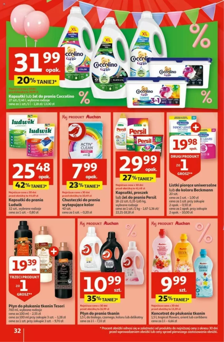 Gazetka promocyjna Auchan - ważna 02.05 do 08.05.2024 - strona 26 - produkty: Chusteczki, Chusteczki do prania, Kapsułki do prania, Ludwik, Persil, Płyn do płukania, Płyn do prania, Tropical