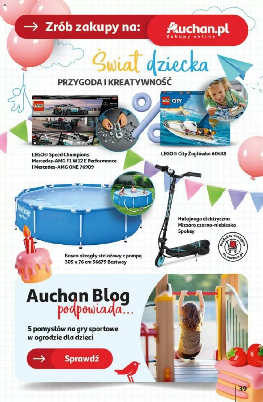 Gazetka promocyjna Auchan - ważna 02.05 do 08.05.2024 - strona 33 - produkty: Dzieci, Gry, Hulajnoga, Hulajnoga elektryczna, LEGO, Por, Sport