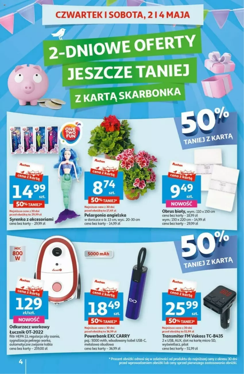 Gazetka promocyjna Auchan - ważna 02.05 do 08.05.2024 - strona 34 - produkty: Obrus, Odkurzacz, Orka, Powerbank, Tran, Transmiter