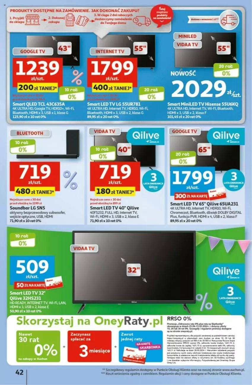 Gazetka promocyjna Auchan - ważna 02.05 do 08.05.2024 - strona 37 - produkty: Dres, Kosz, LED TV, LG, Soundbar, Subwoofer, Wiko