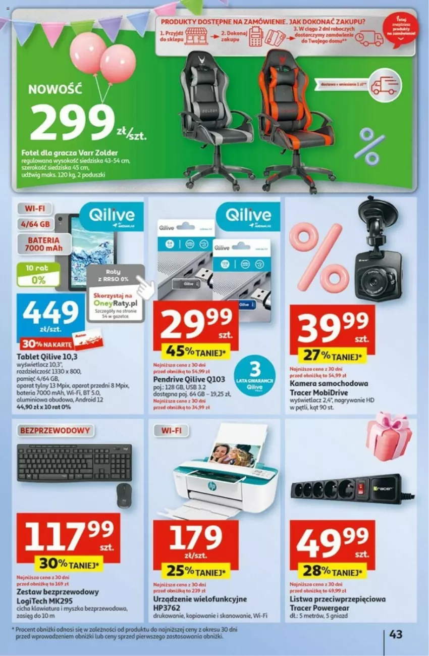 Gazetka promocyjna Auchan - ważna 02.05 do 08.05.2024 - strona 38 - produkty: Acer, Bateria, Gry, HP, K2, Kamera, Klawiatura, Listwa, Logitech, Mysz, Pendrive, Tablet, Urządzenie wielofunkcyjne