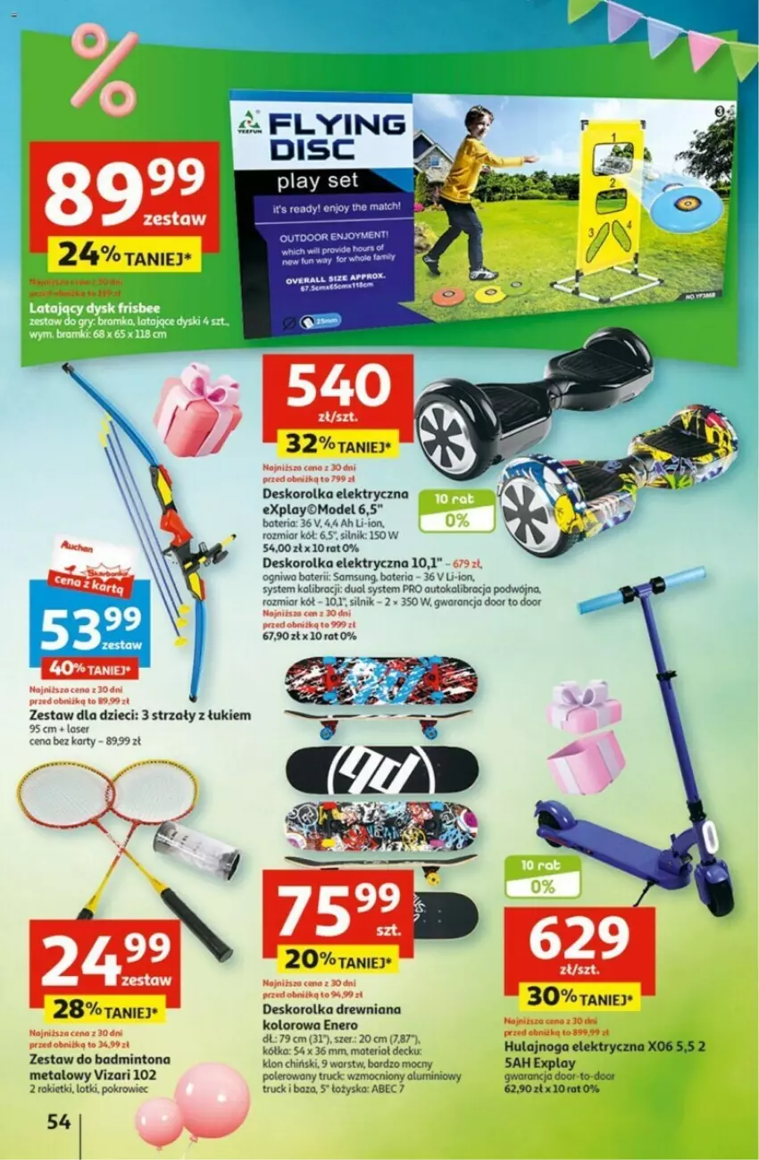 Gazetka promocyjna Auchan - ważna 02.05 do 08.05.2024 - strona 50 - produkty: Bateria, Deskorolka, Dzieci, Hulajnoga, Hulajnoga elektryczna, Pokrowiec, Samsung, Ser