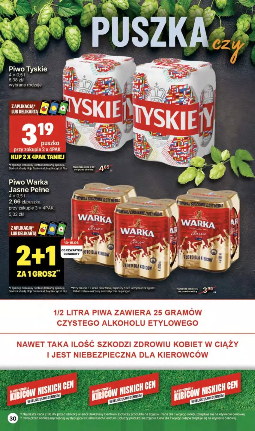 Gazetka promocyjna Delikatesy Centrum - NOWA GAZETKA Delikatesy Centrum od 13 czerwca! 13-19.06.2024 - ważna 13.06 do 19.06.2024 - strona 30 - produkty: Fa, Gra, Piec, Piwa, Piwo, Rum, Tyskie, Warka