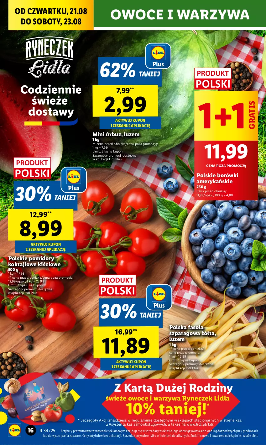 Gazetka promocyjna Lidl - GAZETKA - ważna 21.08 do 23.08.2025 - strona 20 - produkty: Arbuz, Fa, Fasola, Fasola szparagowa, Gra, Owoce, Pomidory, Warzywa