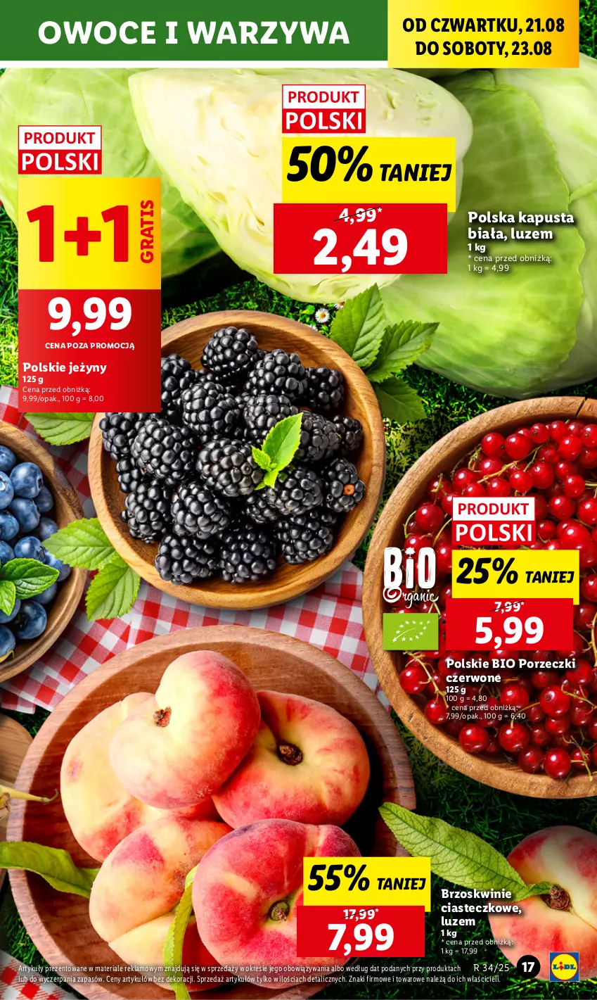 Gazetka promocyjna Lidl - GAZETKA - ważna 21.08 do 23.08.2025 - strona 21 - produkty: Brzoskwinie, Gra, Jeżyny, Owoce, Por, Porzeczki czerwone, Warzywa