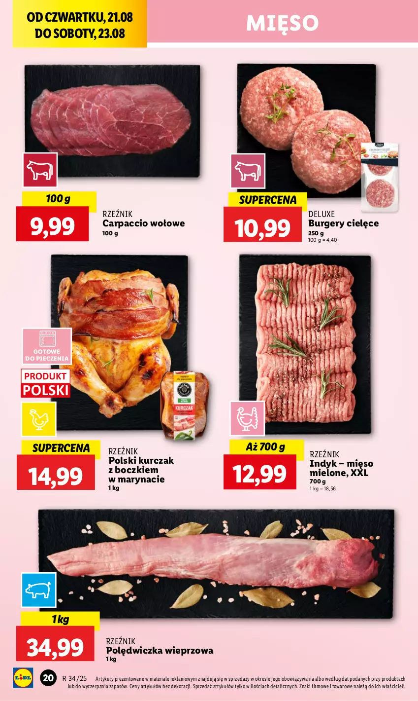 Gazetka promocyjna Lidl - GAZETKA - ważna 21.08 do 23.08.2025 - strona 24 - produkty: Burger, Carpaccio, Kurczak, Mięso, Mięso mielone, Piec, Polędwiczka wieprzowa