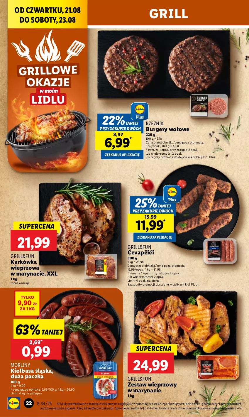 Gazetka promocyjna Lidl - GAZETKA - ważna 21.08 do 23.08.2025 - strona 26 - produkty: Burger, Grill, Karkówka wieprzowa, Kiełbasa, Kiełbasa śląska, Mięso, Morliny