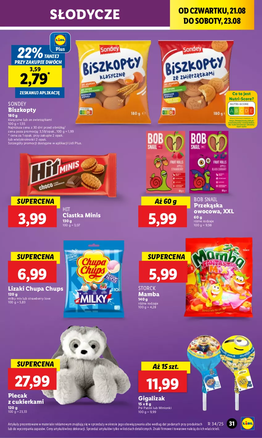 Gazetka promocyjna Lidl - GAZETKA - ważna 21.08 do 23.08.2025 - strona 37 - produkty: Biszkopty, Chupa Chups, Ciastka, Cukier, Lizaki, Mamba, Plecak, Psi Patrol
