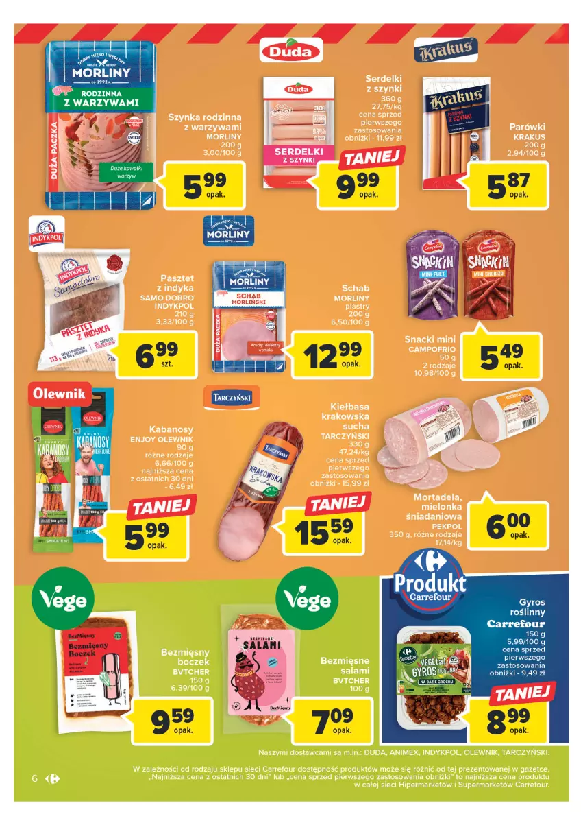Gazetka promocyjna Carrefour - Gazetka Targ świeżości - ważna 06.03 do 11.03.2023 - strona 6 - produkty: Gyros, Mięso, Morliny, Salami, Warzywa