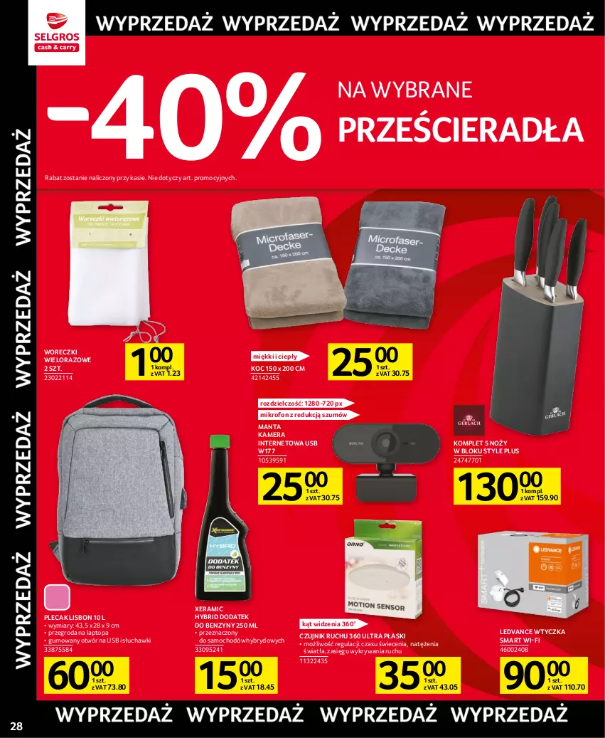 Gazetka promocyjna Selgros - Oferta przemysłowa - ważna 11.04 do 19.04.2023 - strona 28 - produkty: Kamera, Kamera internetowa, Koc, Manta, Mikrofon, Noż, Plecak, Słuchawki, Top