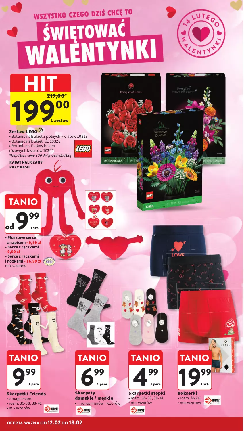 Gazetka promocyjna Intermarche - Gazetka promocyjna - ważna 12.02 do 18.02.2026 - strona 14 - produkty: Bokserki, Bukiet, Karp, LEGO, Ser, Skarpetki, Top