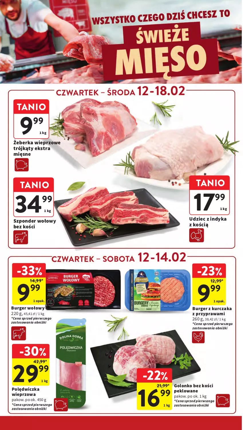 Gazetka promocyjna Intermarche - Gazetka promocyjna - ważna 12.02 do 18.02.2026 - strona 18 - produkty: Burger, Kurczak, Polędwiczka wieprzowa, Szponder wołowy, Udziec z indyka