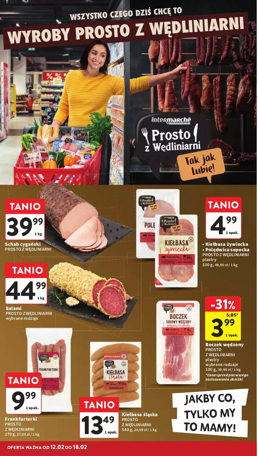 Gazetka promocyjna Intermarche - Gazetka promocyjna - ważna 12.02 do 18.02.2026 - strona 22 - produkty: Boczek, Frankfurterki, Kiełbasa, Kiełbasa śląska, Polędwica, Salami