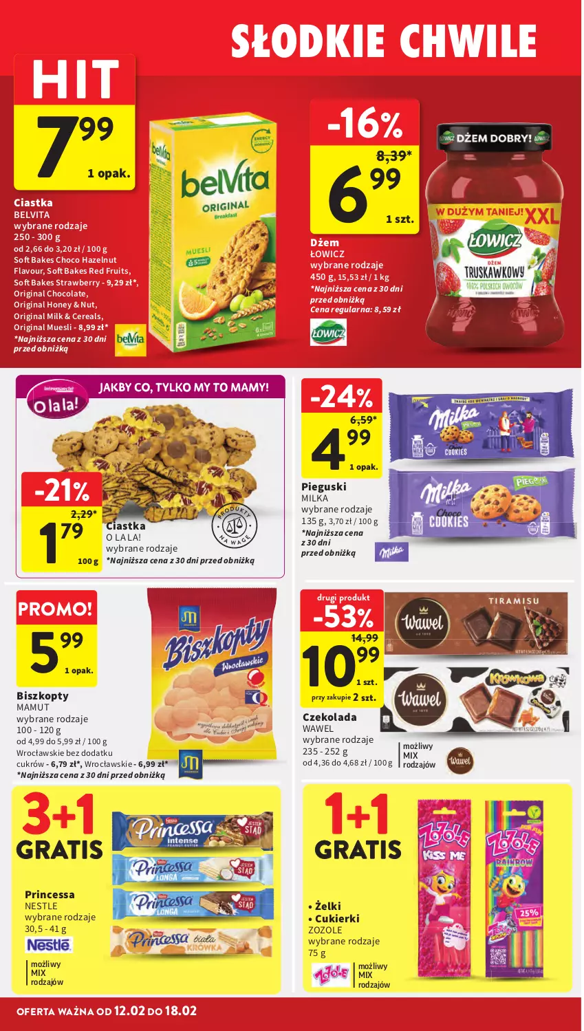 Gazetka promocyjna Intermarche - Gazetka promocyjna - ważna 12.02 do 18.02.2026 - strona 30 - produkty: BelVita, Biszkopty, Ciastka, Cukier, Cukierki, Czekolada, Dżem, Gin, Gra, Milka, Princessa, Wawel