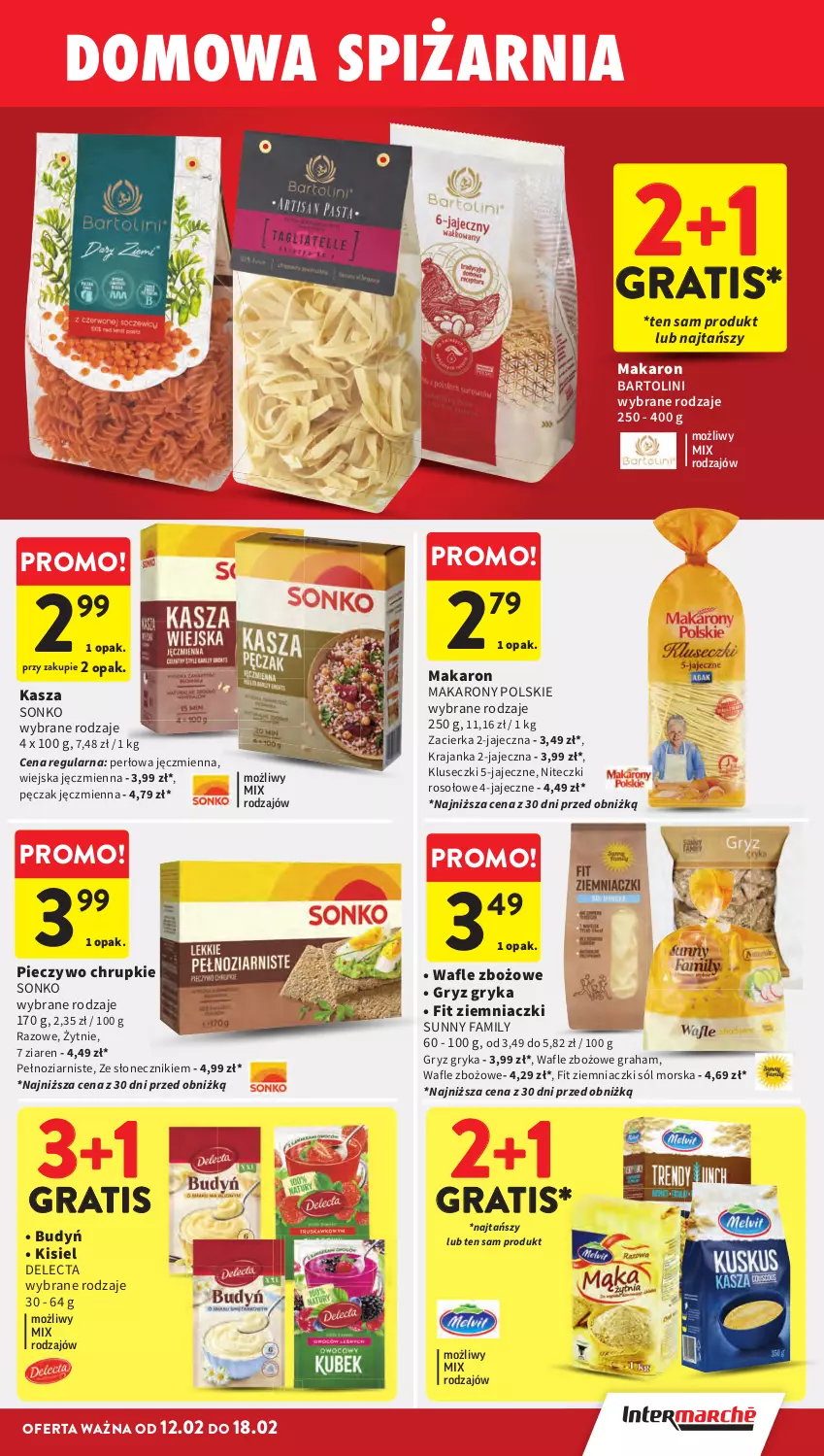 Gazetka promocyjna Intermarche - Gazetka promocyjna - ważna 12.02 do 18.02.2026 - strona 31 - produkty: Budyń, Chrupki, Delecta, Fa, Gra, Gry, Kasza, Kisiel, Makaron, Piec, Pieczywo, Pieczywo chrupkie, Sól, Sonko, Wafle, Zacierka