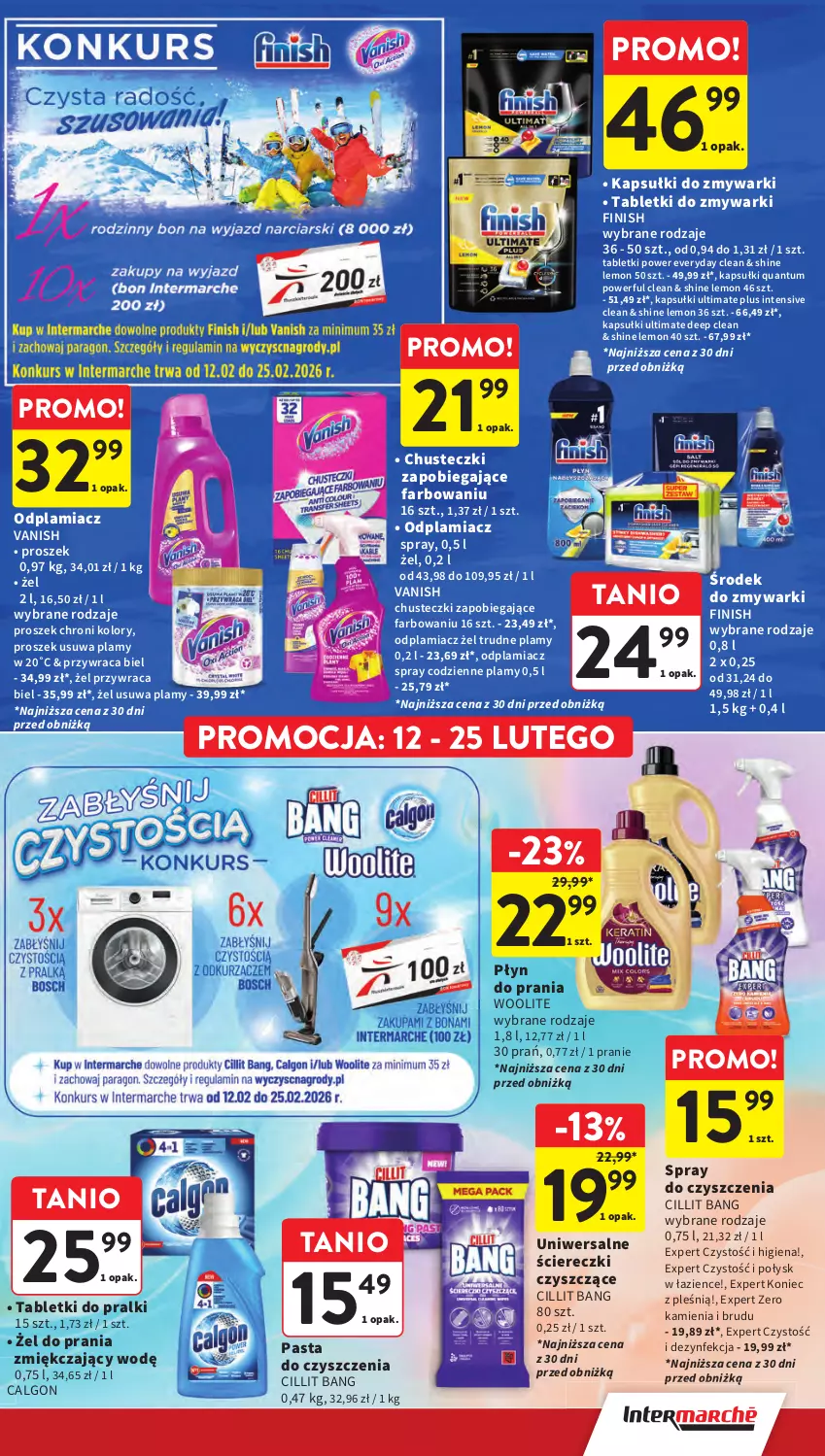 Gazetka promocyjna Intermarche - Gazetka promocyjna - ważna 12.02 do 18.02.2026 - strona 39 - produkty: Calgon, Chusteczki, Cillit Bang, Dezynfekcja, Fa, Finish, LG, Odplamiacz, Płyn do prania, Pralki, Spray do czyszczenia, Tablet, Tabletki do zmywarki, Vanish, Woolite, Zmywarki
