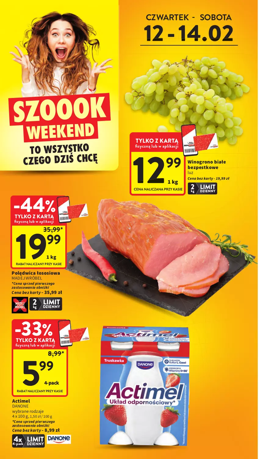 Gazetka promocyjna Intermarche - Gazetka promocyjna - ważna 12.02 do 18.02.2026 - strona 4 - produkty: Actimel, Danone, Madej Wróbel, Polędwica, Sos, Wino