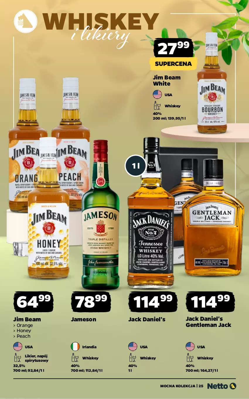 Gazetka promocyjna Netto - Alkohole - Mocne - ważna 30.03 do 11.04.2026 - strona 25 - produkty: Jack Daniel's, Jameson, Jim Beam, Likier, Napój, Whiskey