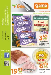 Gazetka promocyjna Gama - Gazetka Gama - Gazetka - ważna od 13.10 do 13.10.2023 - strona 1 - produkty: Piec, Sok, Gra, Sokołów, O nas, Margaryna, Czekolada, Boczek, Słynne, Milka, Boczek wieprzowy, Fa