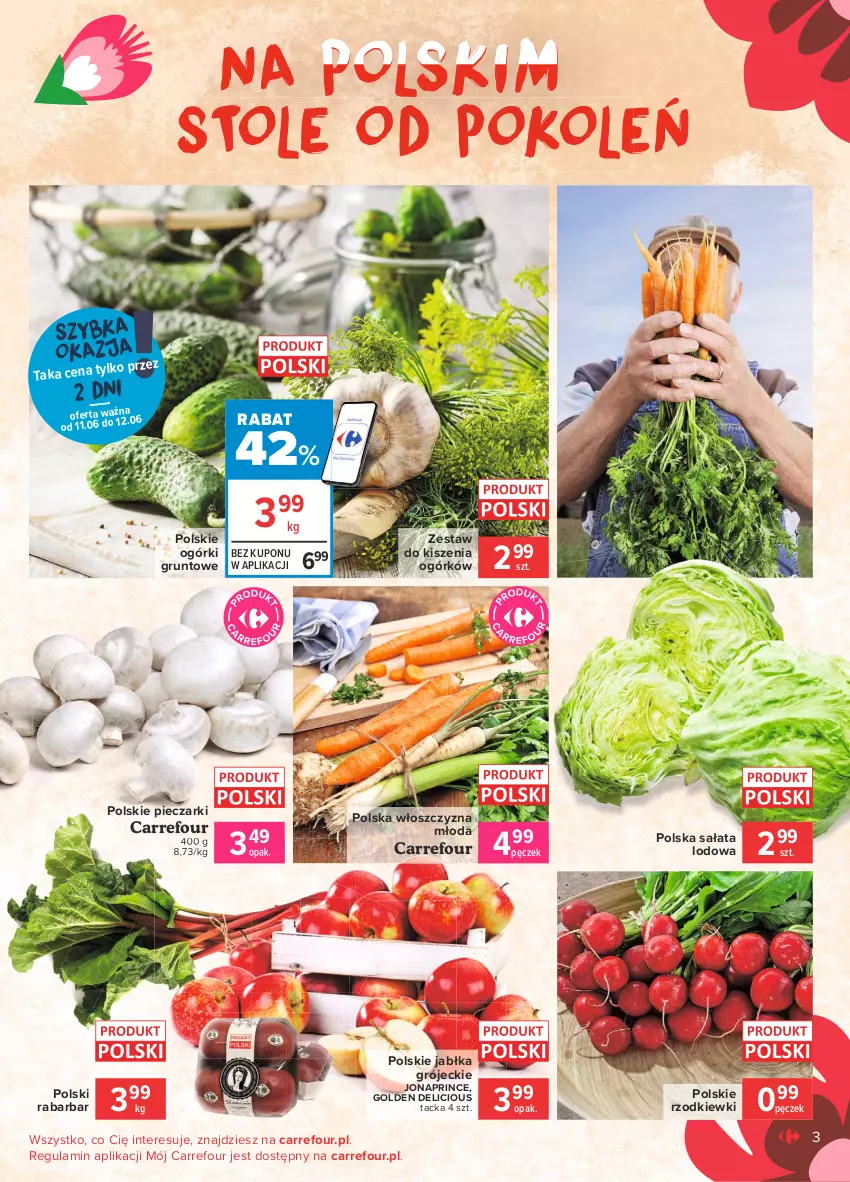 Gazetka promocyjna Carrefour - Gazetka Wszystko dobre, bo z Polski - ważna 07.06 do 14.06.2021 - strona 3 - produkty: Grunt, Jabłka, Piec, Sałat, Sałata lodowa