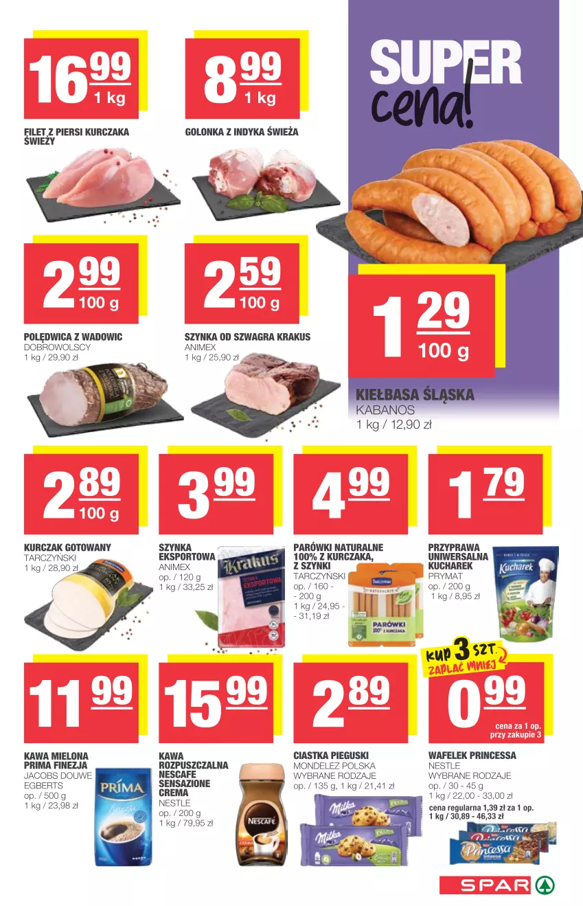 Gazetka promocyjna Spar - Eurospar - ważna 11.08 do 17.08.2021 - strona 3 - produkty: Ciastka, Golonka z indyka, Gra, Jacobs, Kawa, Kawa mielona, Kawa rozpuszczalna, Krakus, Kucharek, Kurczak, Kurczak gotowany, Parówki, Polędwica, Por, Prima, Princessa, Prymat, Sport, Szynka, Tarczyński, Wafelek