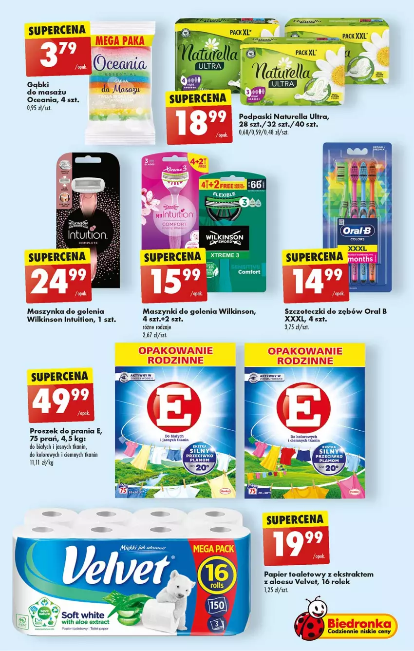 Gazetka promocyjna Biedronka - Od czwartku - ważna 24.08 do 30.08.2023 - strona 55 - produkty: Maszynka, Maszynka do golenia, Naturell, Naturella, Oral B, Papier, Papier toaletowy, Podpaski, Proszek do prania, Szynka, Velvet