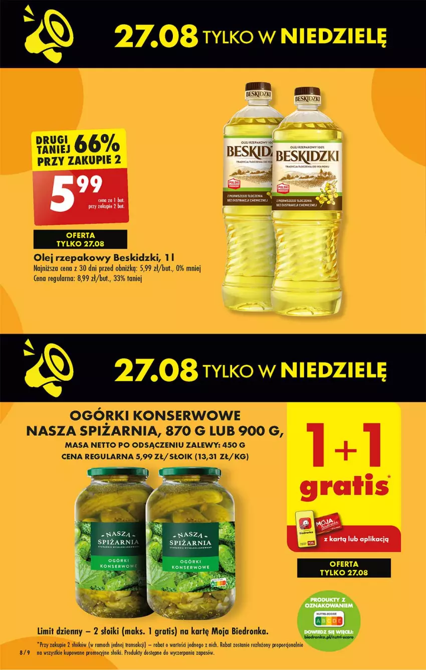 Gazetka promocyjna Biedronka - Od czwartku - ważna 24.08 do 30.08.2023 - strona 8 - produkty: Ba!, Fa, Gra, Olej, Olej rzepakowy, Por, Rama, Ser