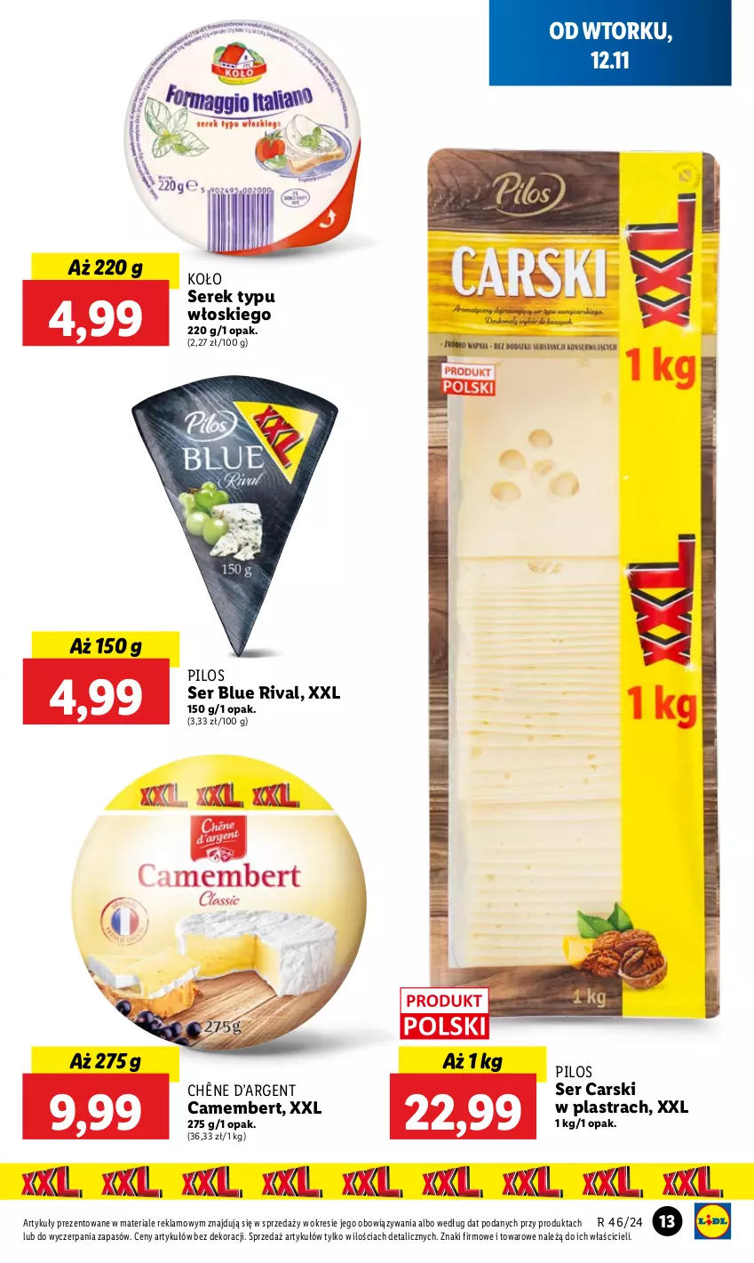 Gazetka promocyjna Lidl - GAZETKA - ważna 12.11 do 13.11.2024 - strona 15 - produkty: Camembert, Cars, Pilos, Ser, Serek