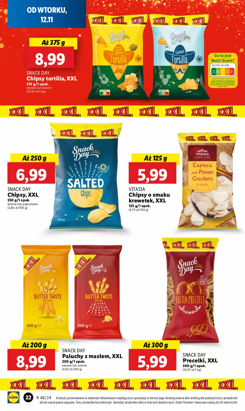 Gazetka promocyjna Lidl - GAZETKA - ważna 12.11 do 13.11.2024 - strona 24 - produkty: Chipsy, Precelki, Ser, Tortilla