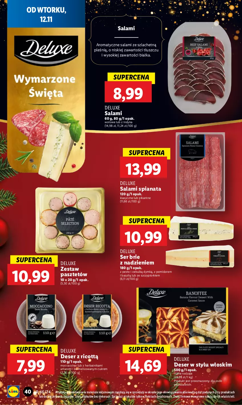 Gazetka promocyjna Lidl - GAZETKA - ważna 12.11 do 13.11.2024 - strona 44 - produkty: Bazyl, Brie, Deser, Pasztet, Pesto, Salami, Ser, Sok