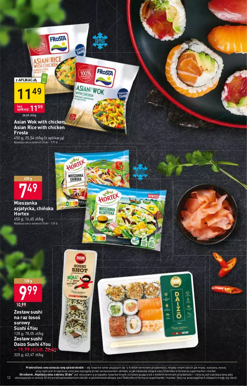 Gazetka promocyjna Stokrotka - Supermarket - ważna 23.02 do 01.03.2023 - strona 12 - produkty: Frosta, Hortex, Mięso, Owoce, Sushi, Warzywa