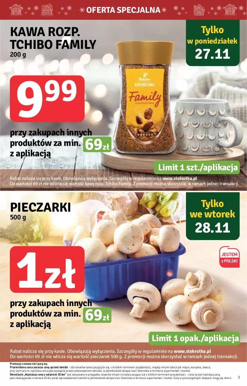 Gazetka promocyjna Stokrotka - Supermarket - ważna 23.11 do 29.11.2023 - strona 3 - produkty: Fa, Kawa, Mięso, Owoce, Piec, Tchibo, Tchibo Family, Warzywa