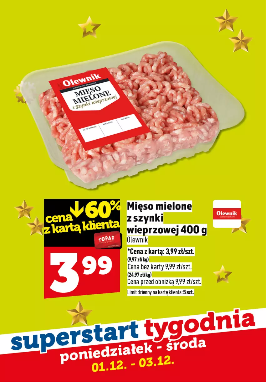 Gazetka promocyjna Topaz - Gazetka - ważna 01.12 do 03.12.2025 - strona 3 - produkty: Mięso, Mięso mielone, Mięso mielone z szynki, Olewnik